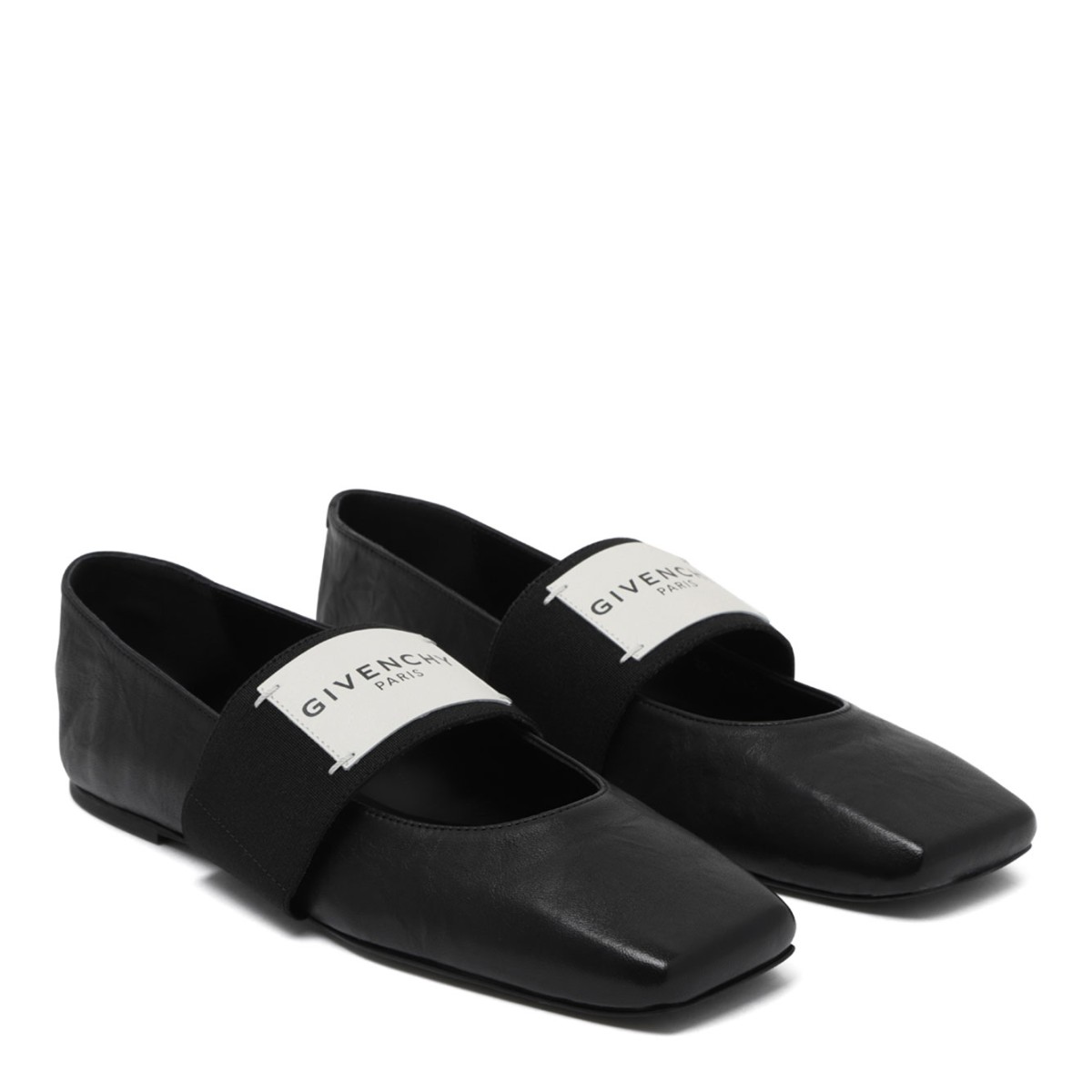 Black Leather Ballet Flats