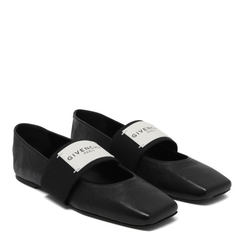 Black Leather Ballet Flats