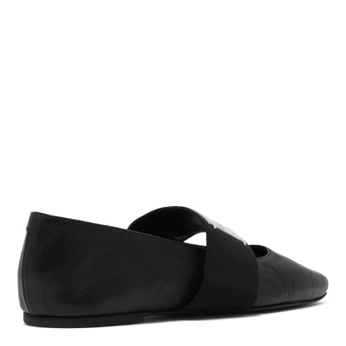 Black Leather Ballet Flats