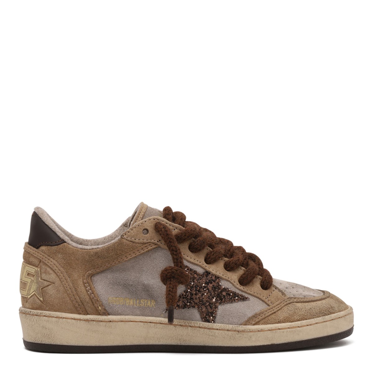 Beige and Brown Ball Star Leather Sneakers