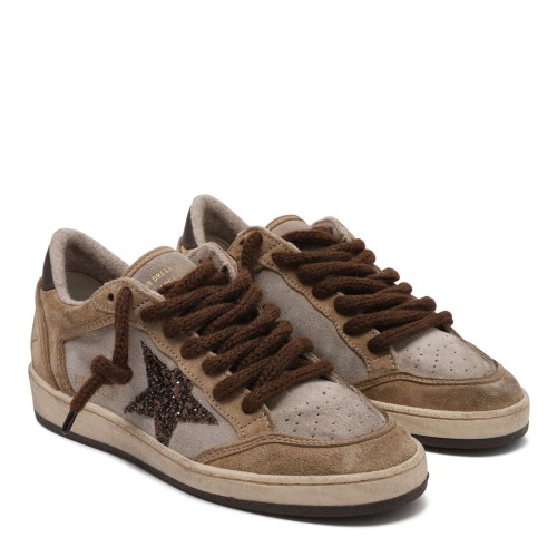 Beige and Brown Ball Star Leather Sneakers 2