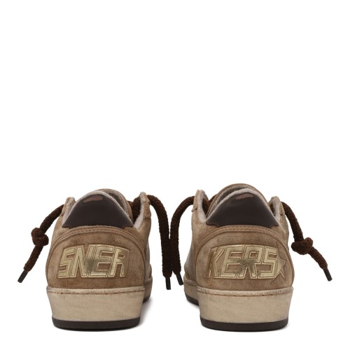 Beige and Brown Ball Star Leather Sneakers