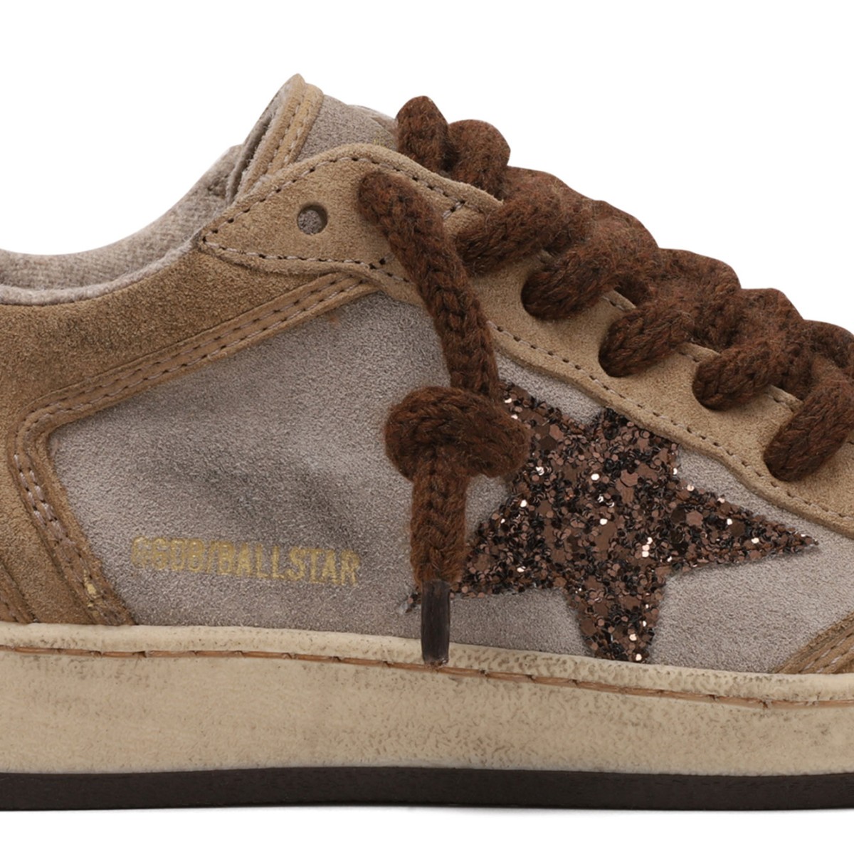 Beige and Brown Ball Star Leather Sneakers