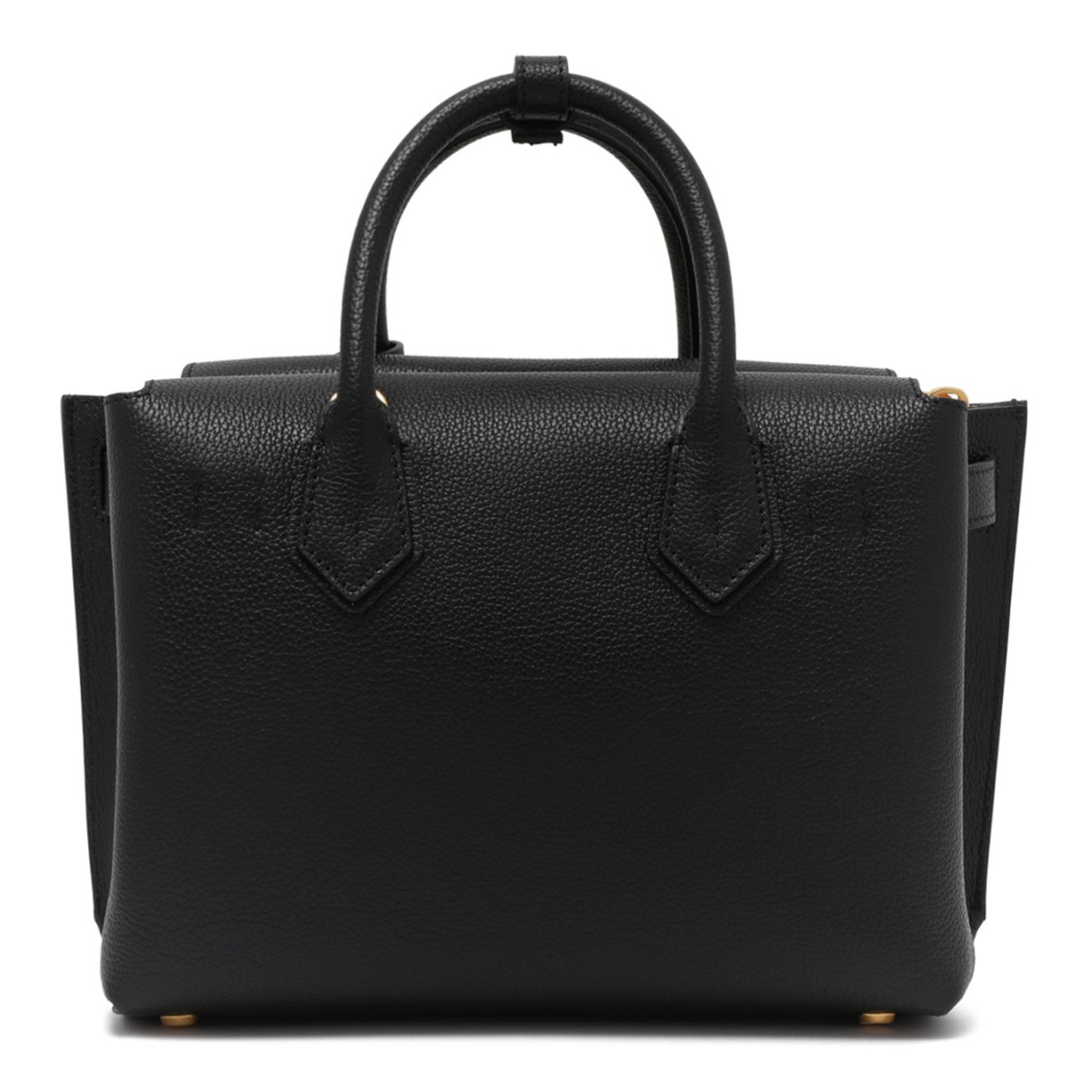 Black Leather Top Handle Bag