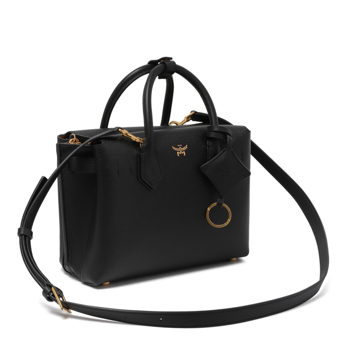 Black Leather Top Handle Bag