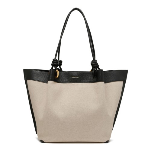 Natural and Black Canvas Tote Bag