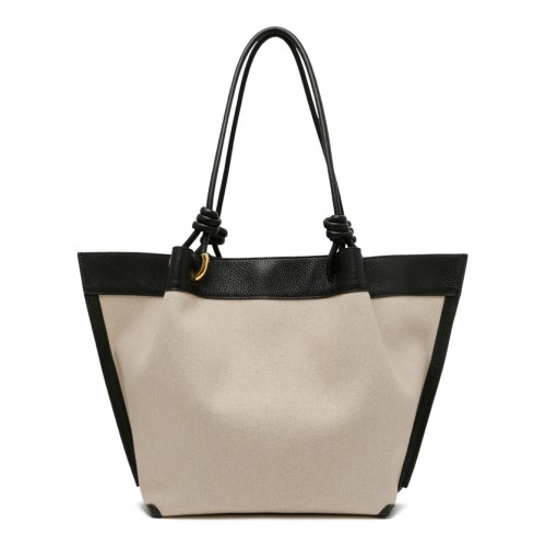 Natural and Black Canvas Tote Bag 2