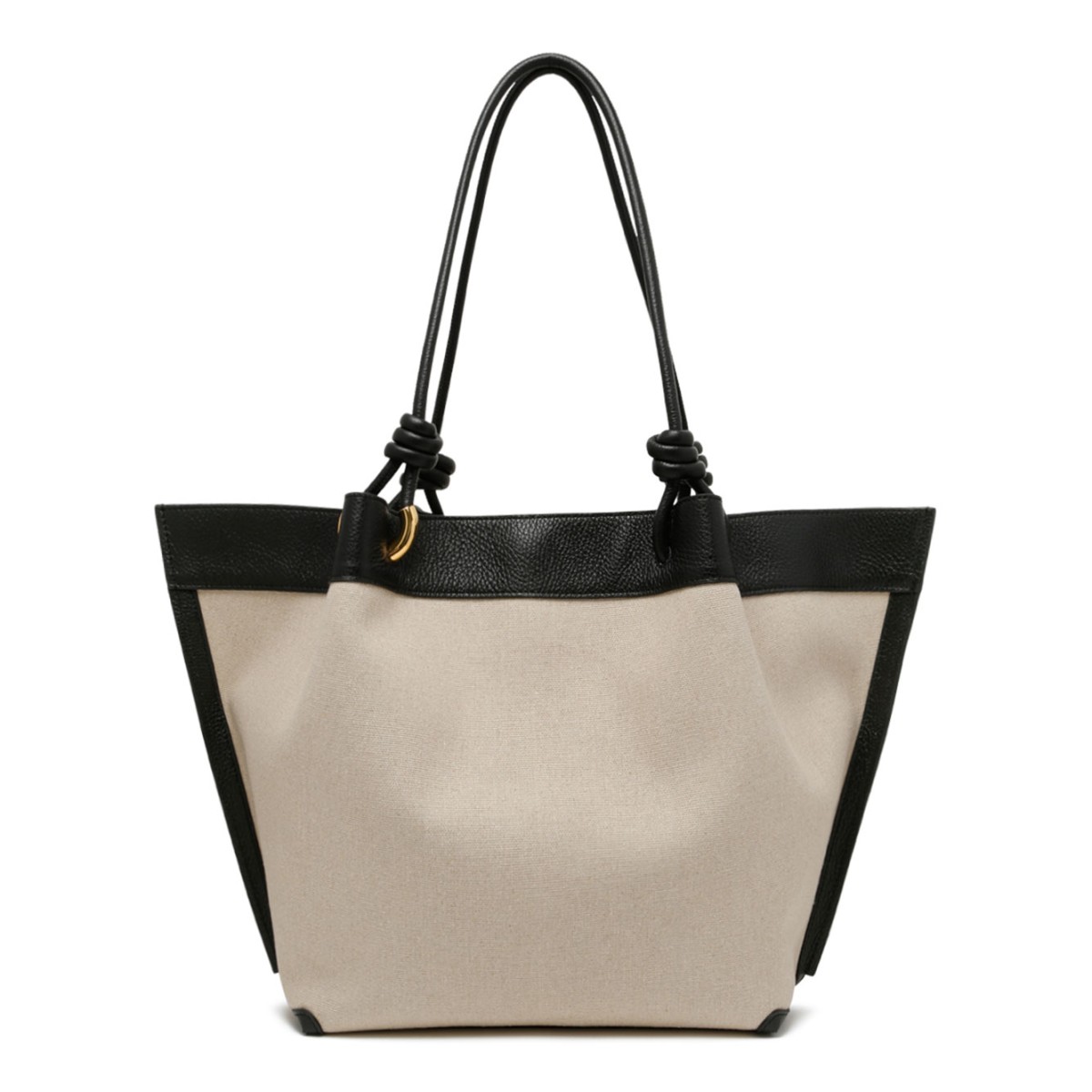 Natural and Black Canvas Tote Bag