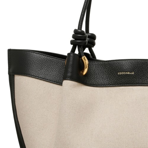 Natural and Black Canvas Tote Bag