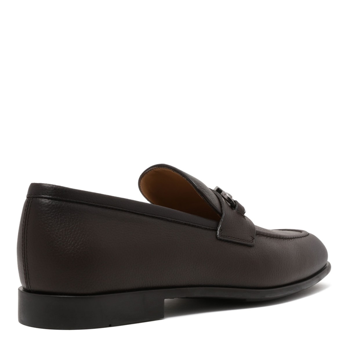 Brown Leather Gancini Loafers