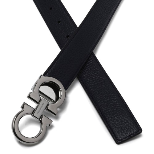 Blue Leather Gancini Belt