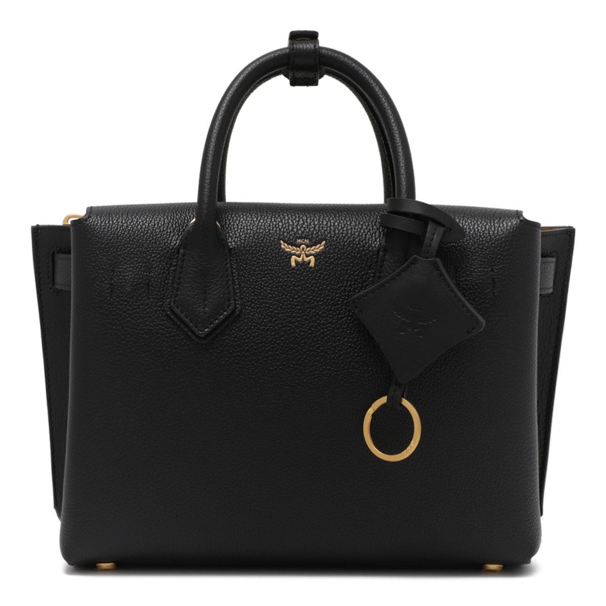 Black Leather Top Handle Bag