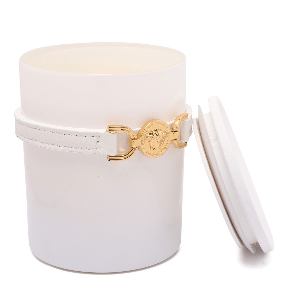Versace White Medusa Leather Candle.