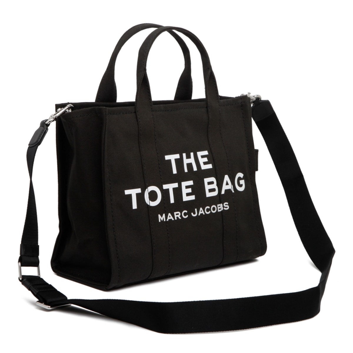 Black and White Medium Tote Bag Logo Print