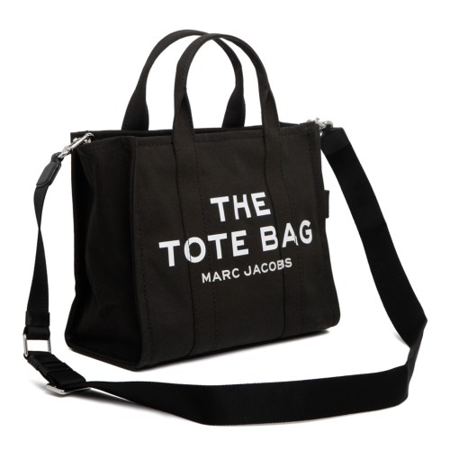 Black and White Medium Tote Bag Logo Print