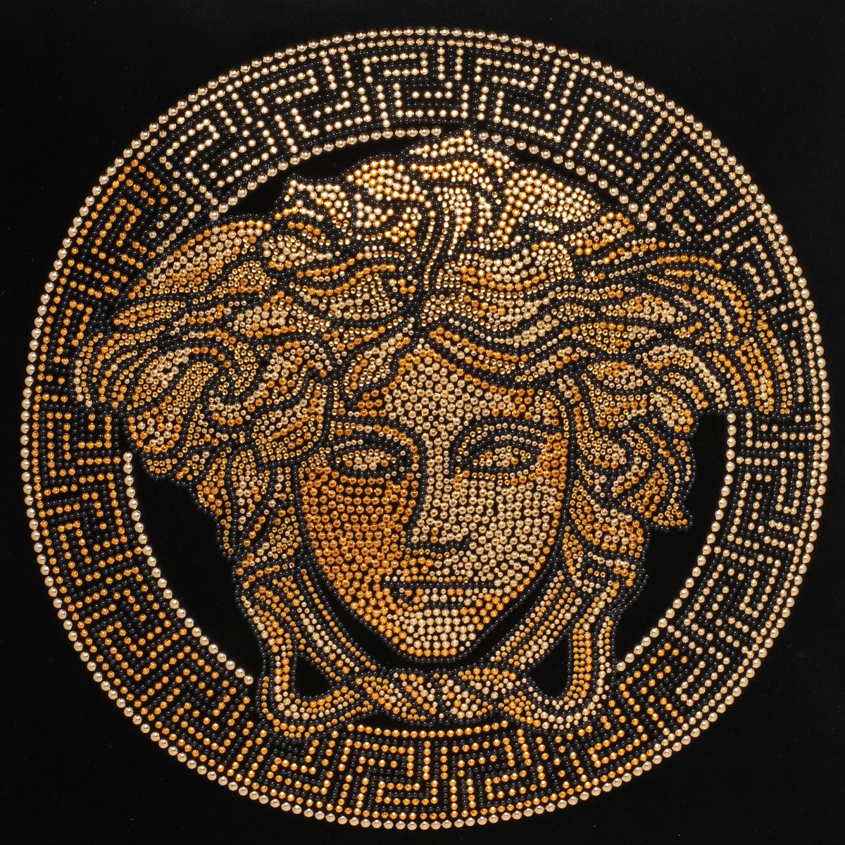 Versace Black Medusa Embroidered Cushion.