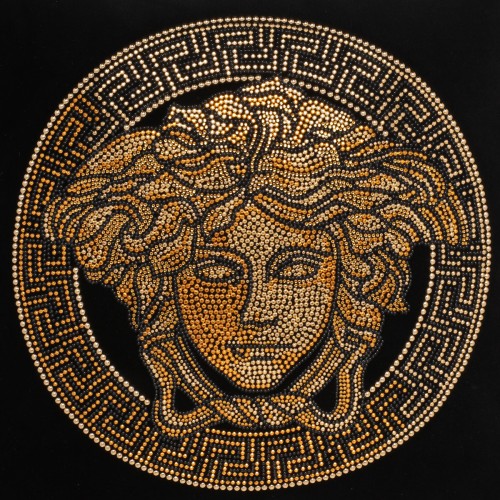 Versace Black Medusa Embroidered Cushion.
