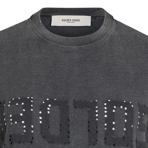 Golden Goose Grey Logo Cotton T-Shirt.