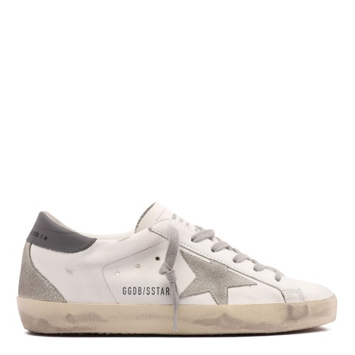 White and Grey Super Star Distressed Sneakers