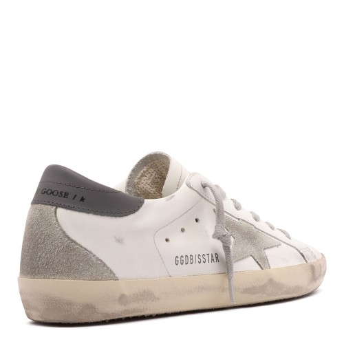 White and Grey Super Star Distressed Sneakers