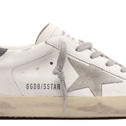 White and Grey Super Star Distressed Sneakers