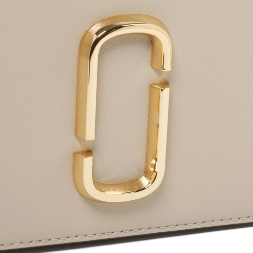 Khaki and Multicolour Leather Snapshot Crossbody Bag