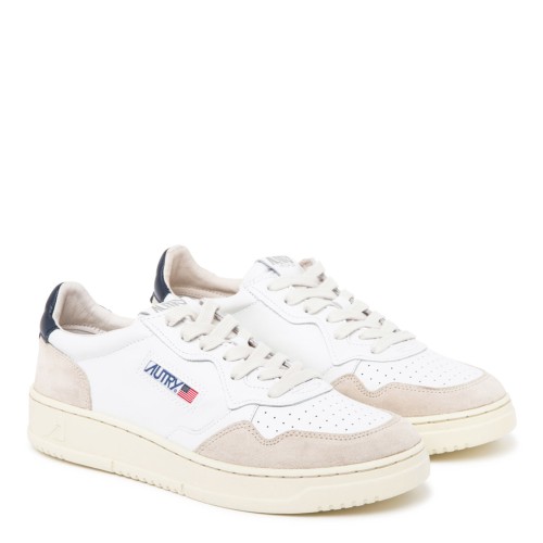White, Blue and Grey Suede Leather Medalist Low Top Sneakers 2