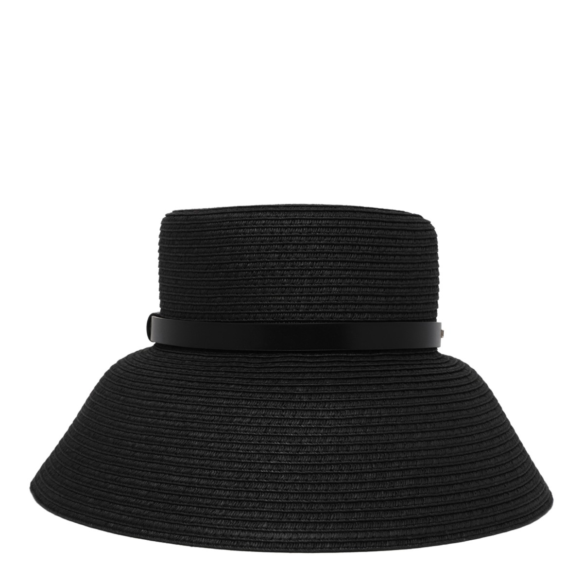 Black Wide-Brim Hat With Metal Logo