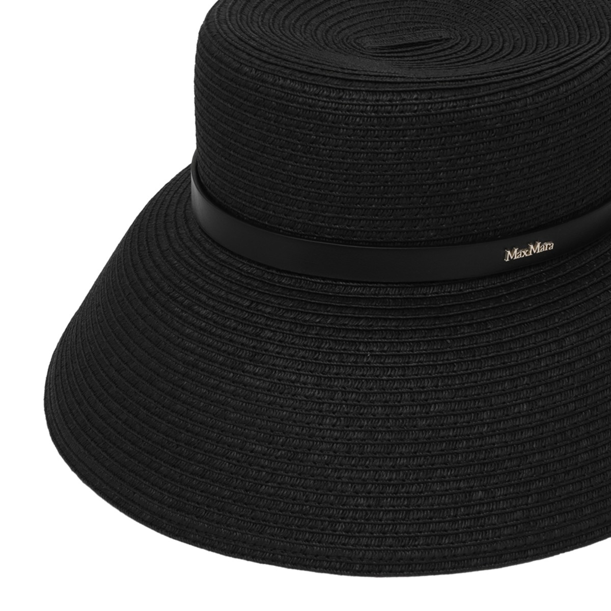 Black Wide-Brim Hat With Metal Logo