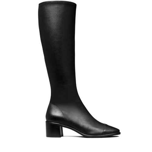 Tory Burch Black Leather Knee-High Boots.