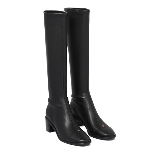 Tory Burch Black Leather Knee-High Boots. 2