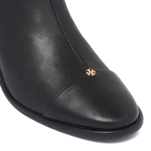 Tory Burch Black Leather Knee-High Boots.