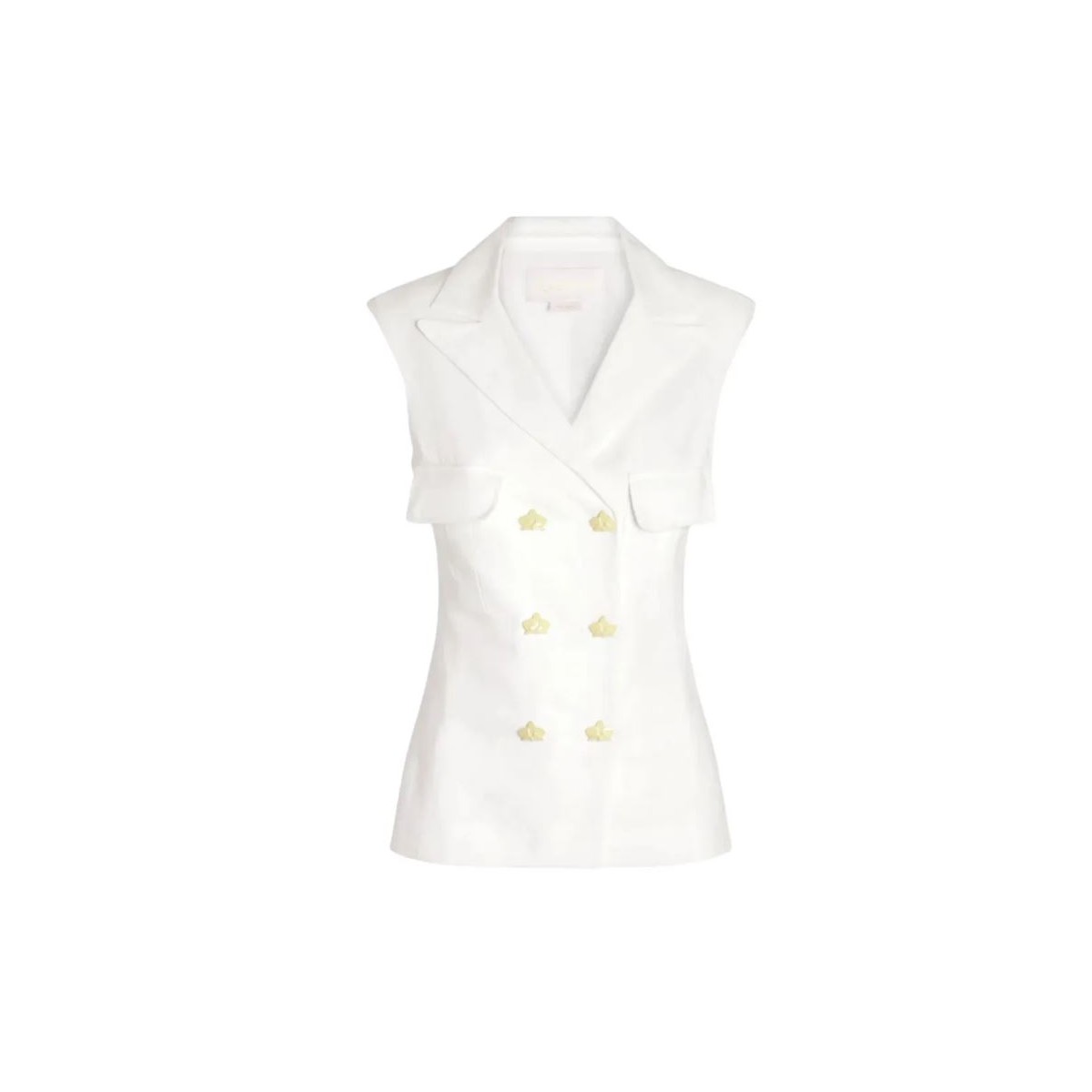 White Linen Double-Breasted Vest