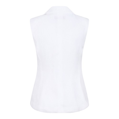 White Linen Double-Breasted Vest 2
