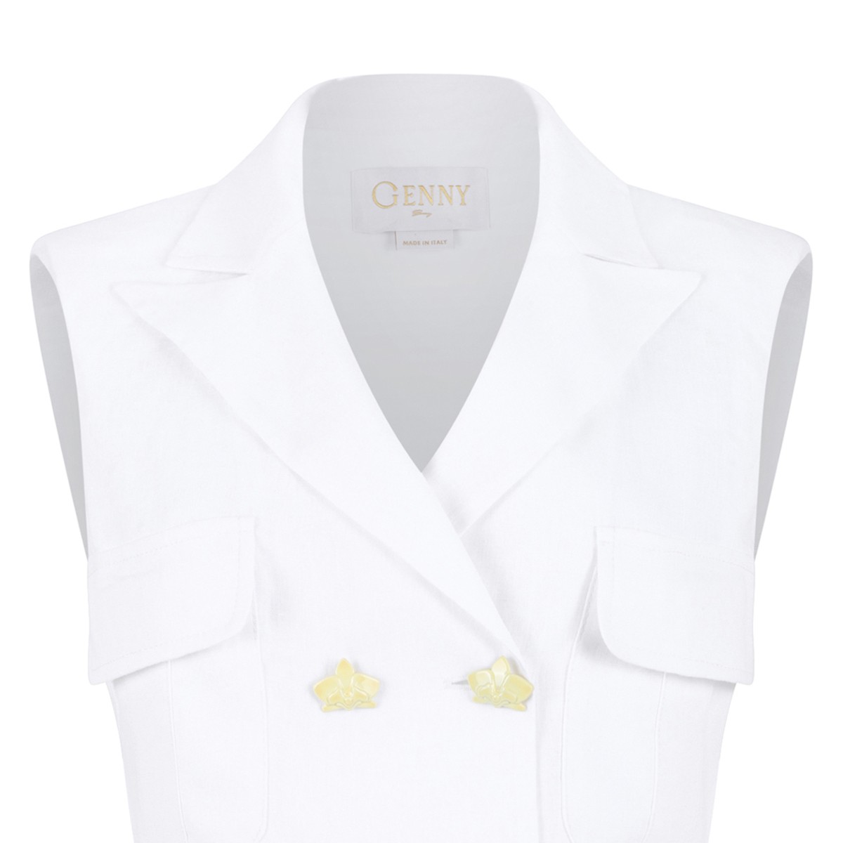 White Linen Double-Breasted Vest