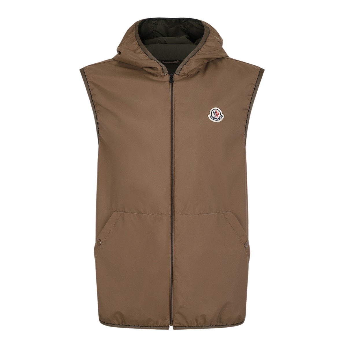 Moncler Olive Green Hooded Overshirt Jacket.