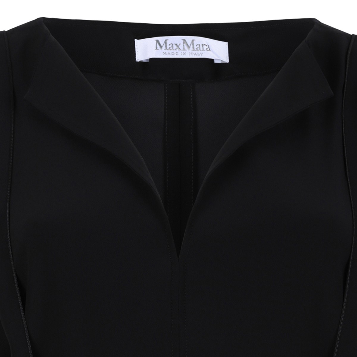 Black V-Neck Blouse with Belt