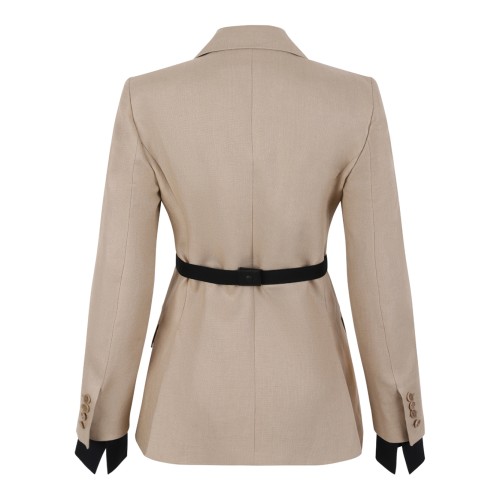 Beige Linen Tailored Blazer