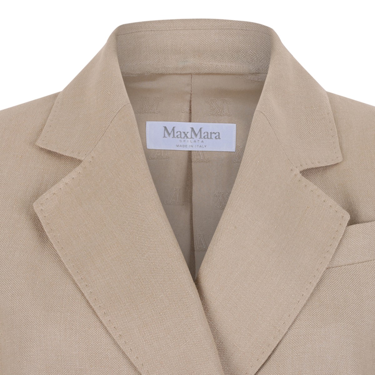 Beige Linen Tailored Blazer