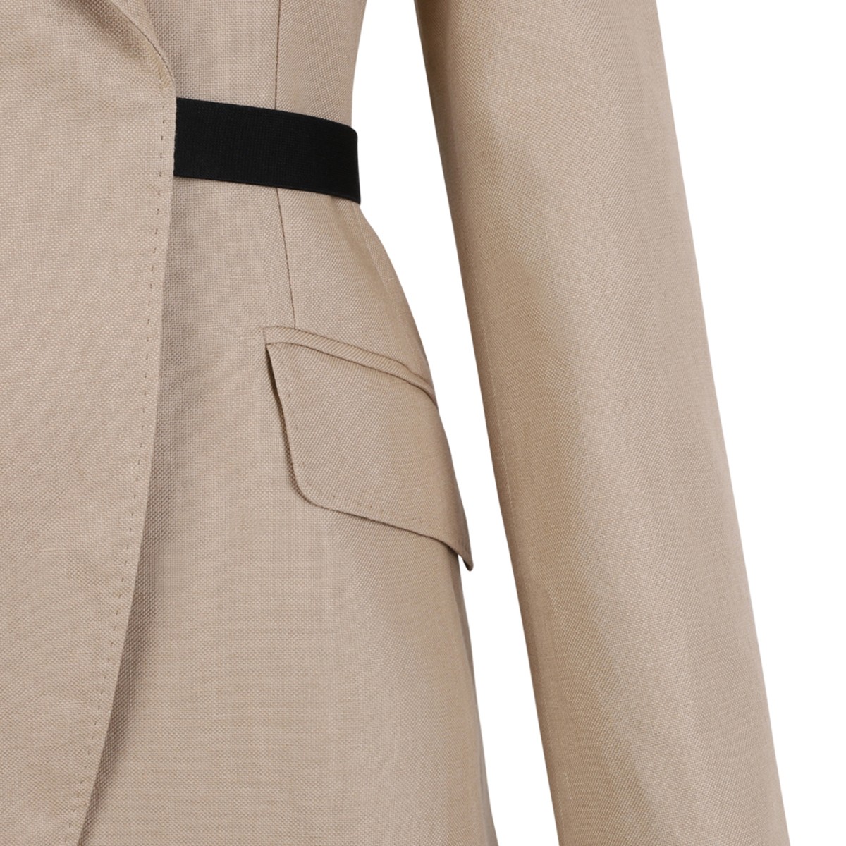 Beige Linen Tailored Blazer