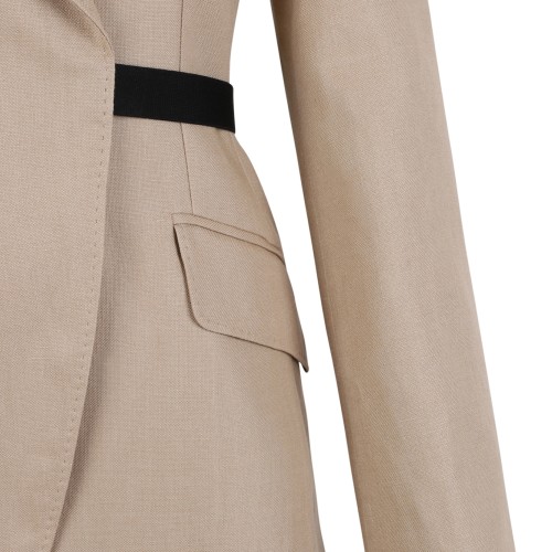 Beige Linen Tailored Blazer