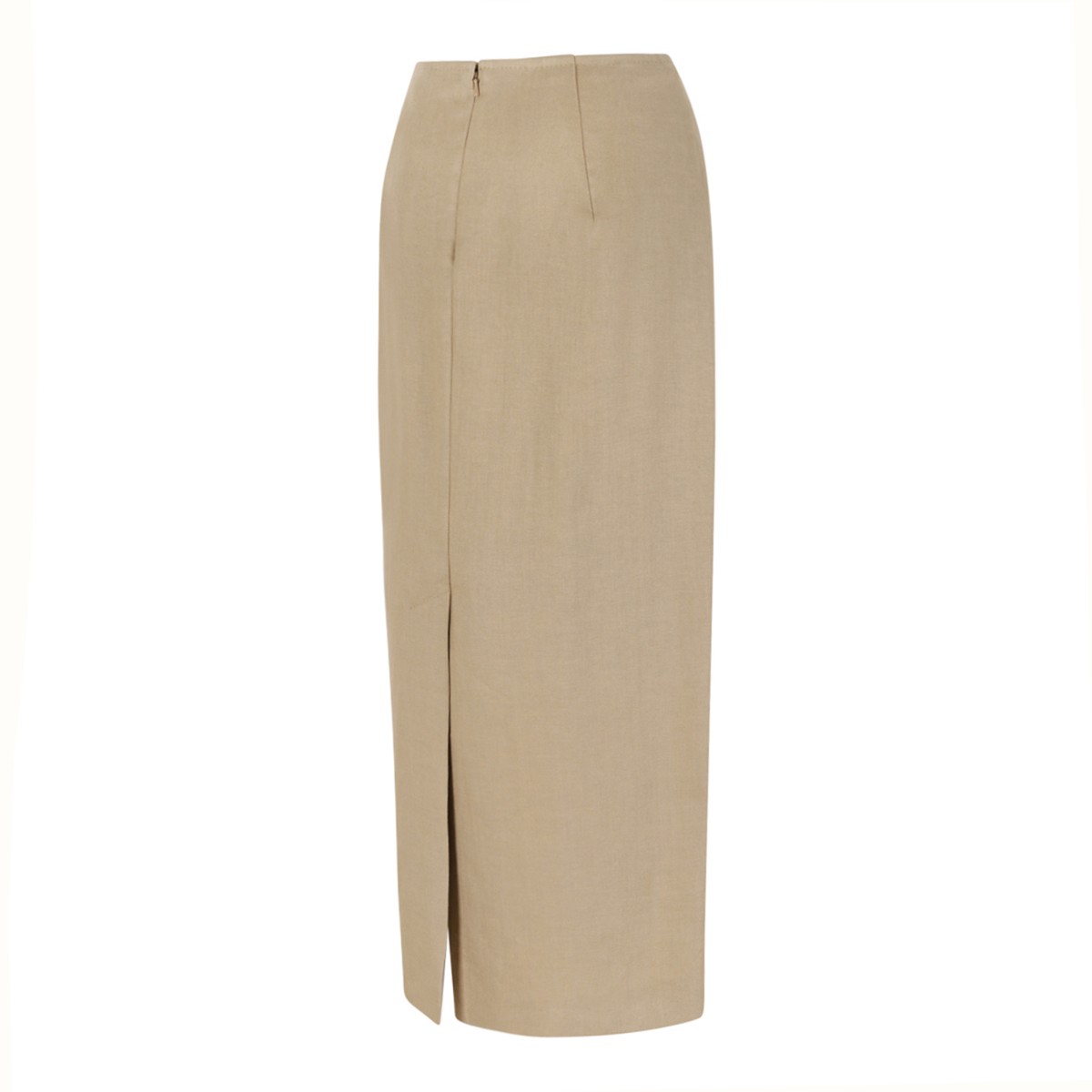 Beige Linen Midi Skirt