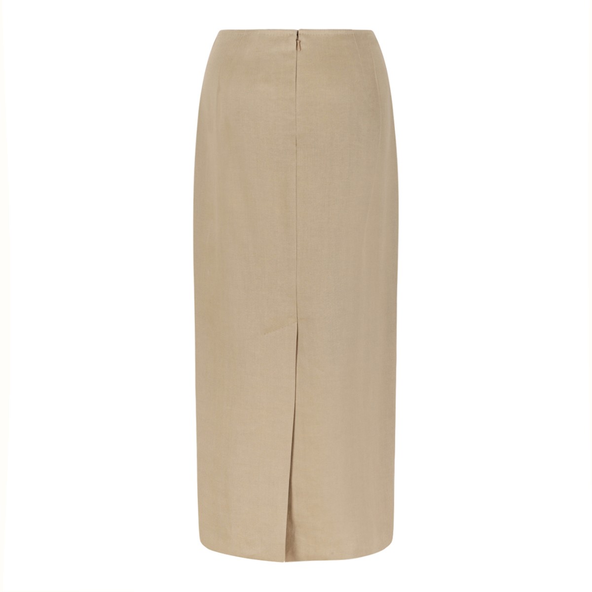 Beige Linen Midi Skirt