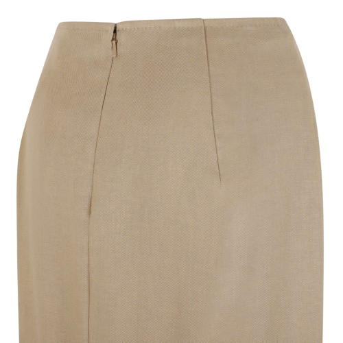 Beige Linen Midi Skirt
