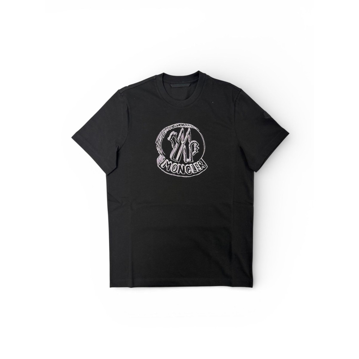 Moncler Black Logo Patch Cotton T-Shirt.