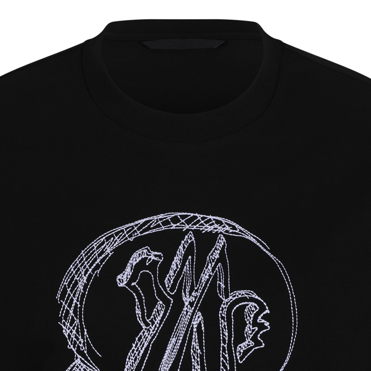 Moncler Black Logo Patch Cotton T-Shirt.