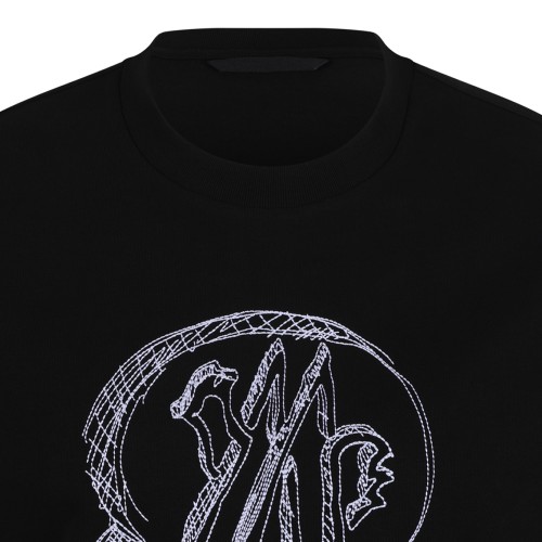 Moncler Black Logo Patch Cotton T-Shirt.