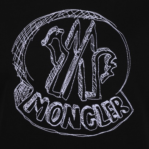 Moncler Black Logo Patch Cotton T-Shirt.