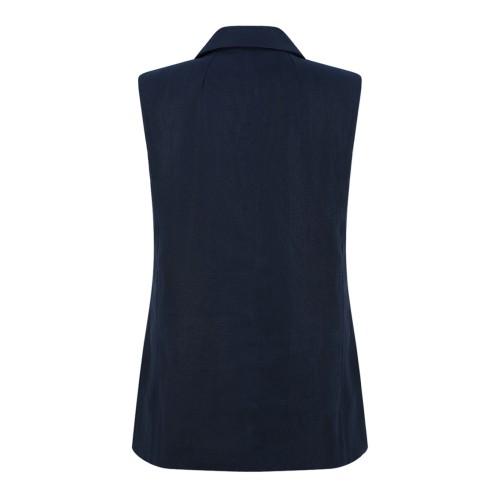 Midnight Blue Linen Double-Breasted Vest 2