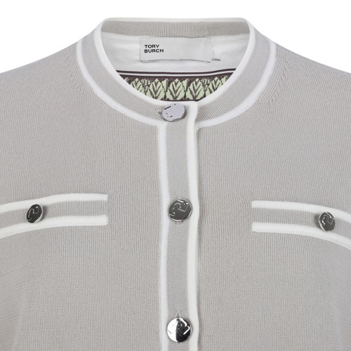 Gray and New Ivory Kendra Merino Wool Cardigan